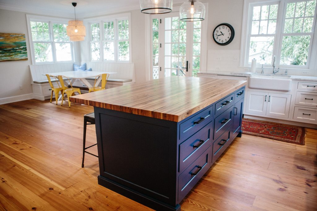 Image of customized kitchen island wood countertop