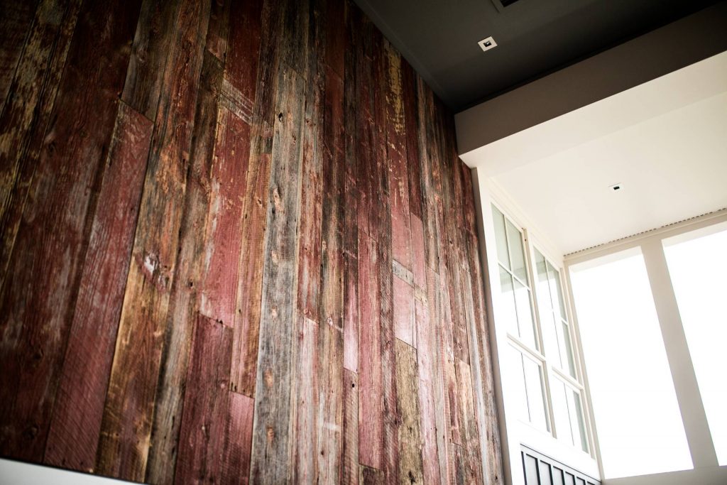 Image of Red Hinted Barn Wood Wall Siding