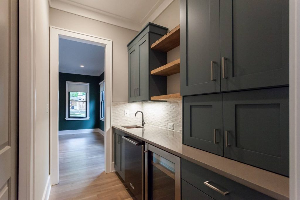 Image of Wood shelving in food prep area