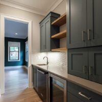 Image of Wood shelving in food prep area