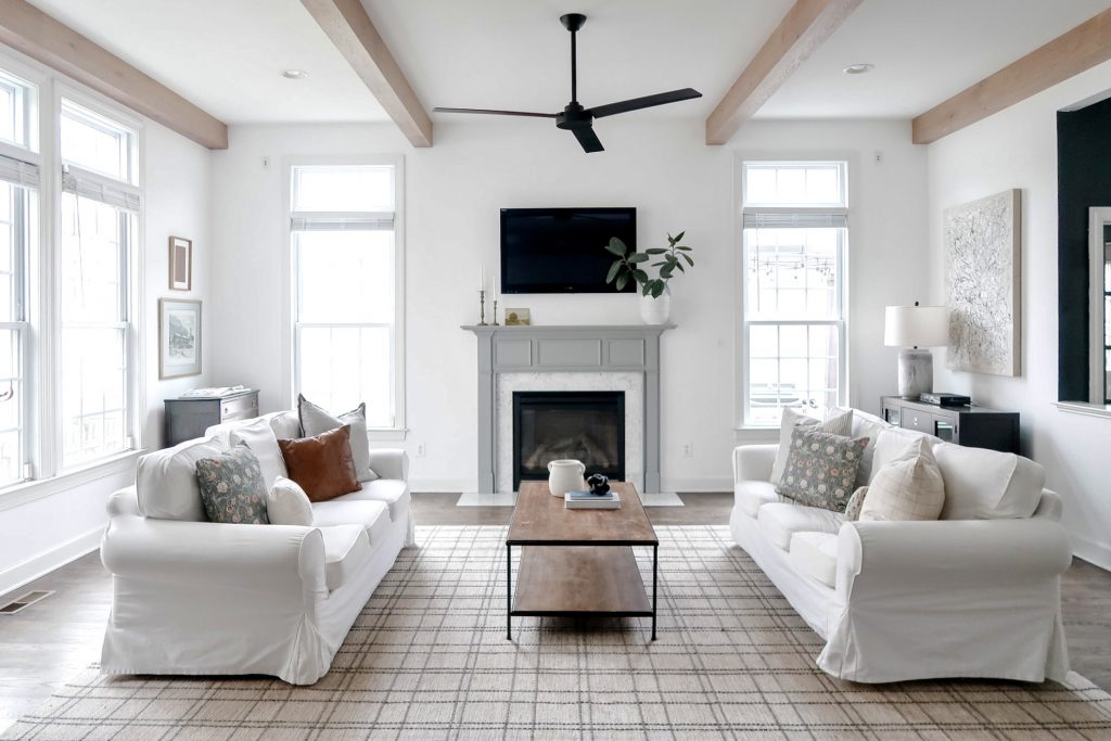 Living Room Refresh - Olive+Ford & Our Custom Ceiling Beams