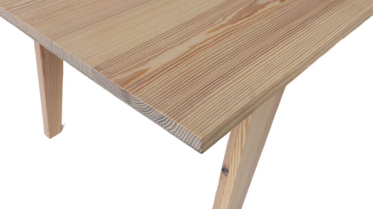 Montana Dining Table Heart Pine Snow Under Bevel 3